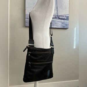 Margot Black Leather Crossbody Bag